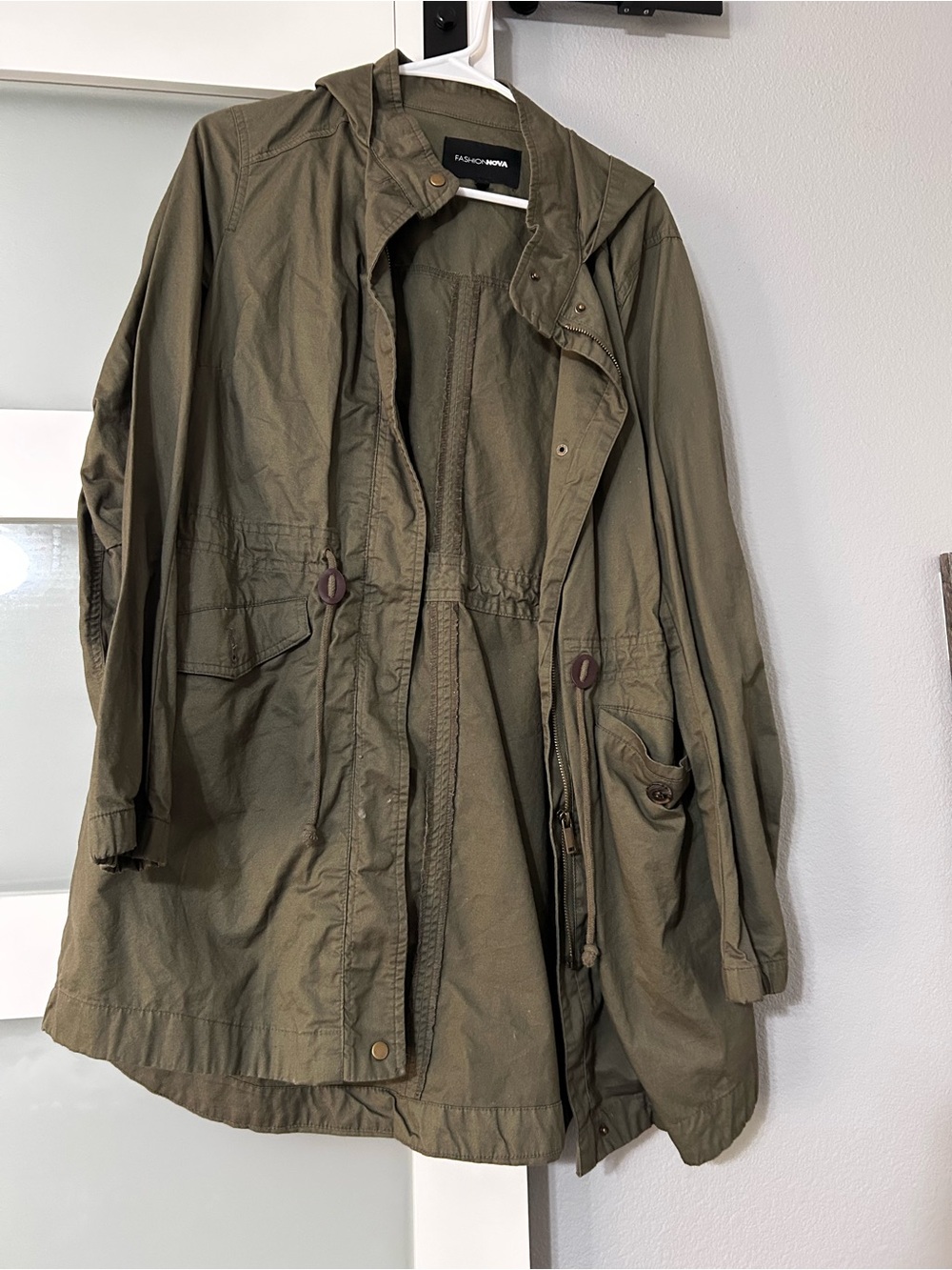Fashion Nova Olive Utility Hooded Parka Jacket